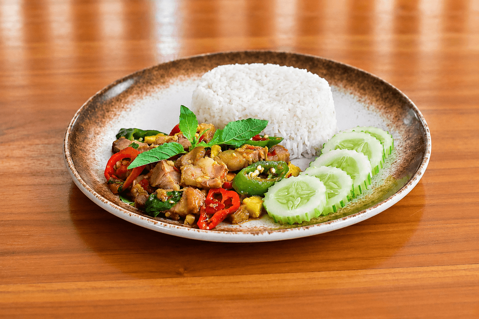 Stir-fried Basil Pork over Rice