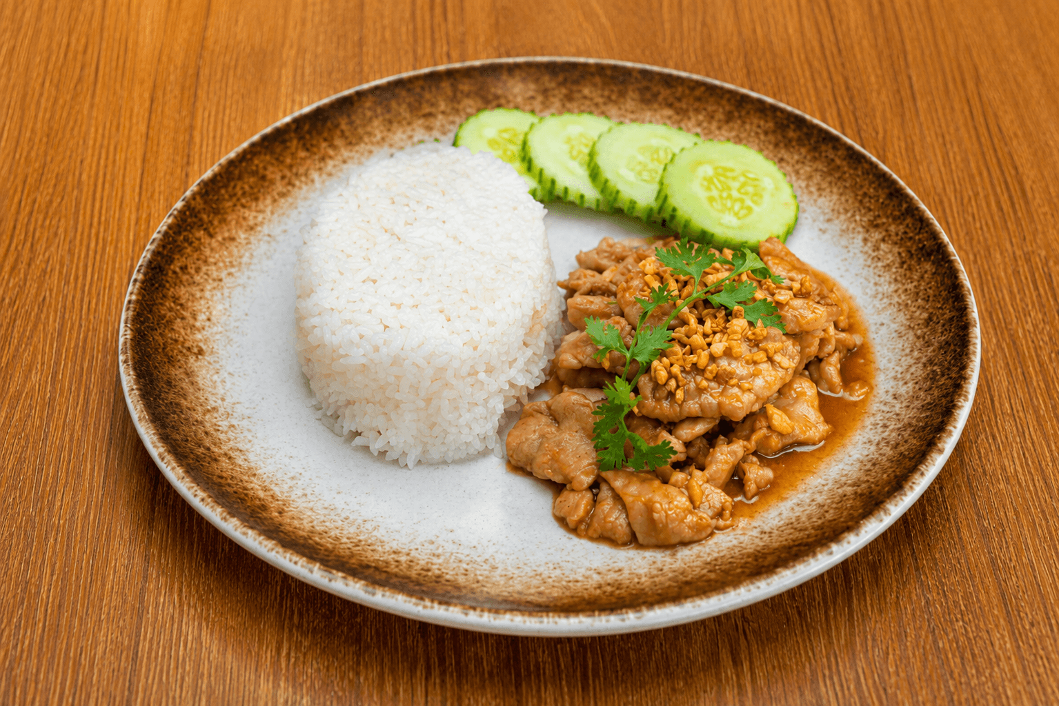 Garlic Fried Pork over Rice